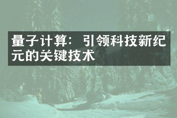 量子计算：引领科技新纪元的关键技术