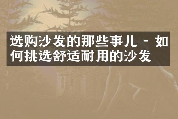 选购沙发的那些事儿 - 如何挑选舒适耐用的沙发