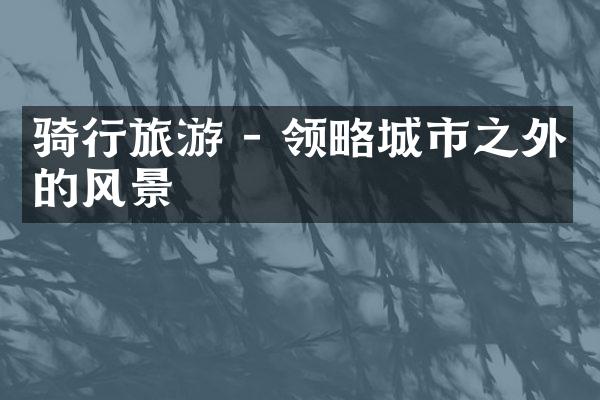 骑行旅游 - 领略城市之外的风景