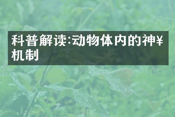 科普解读:动物体内的神奇机制
