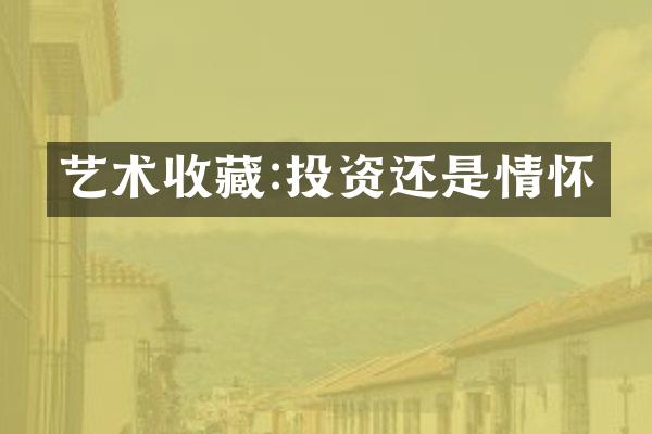 艺术收藏:投资还是情怀