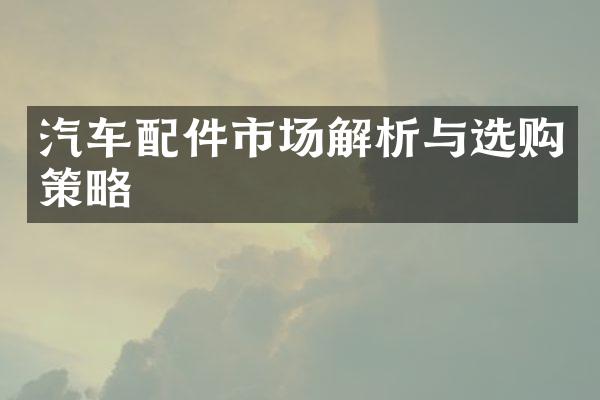 汽车配件市场解析与选购策略