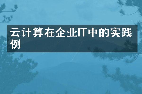 云计算在企业IT中的实践案例