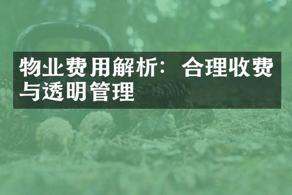 物业费用解析：合理收费与透明管理
