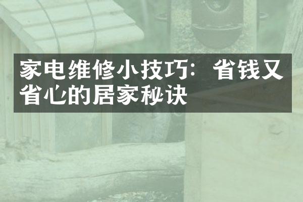 家电维修小技巧：省钱又省心的居家秘诀