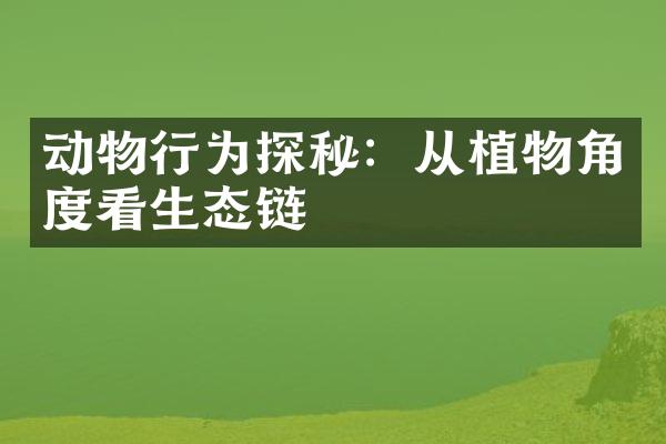 动物行为探秘：从植物角度看生态链