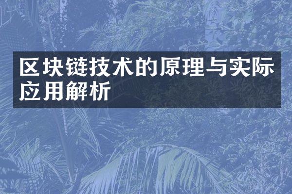 区块链技术的原理与实际应用解析