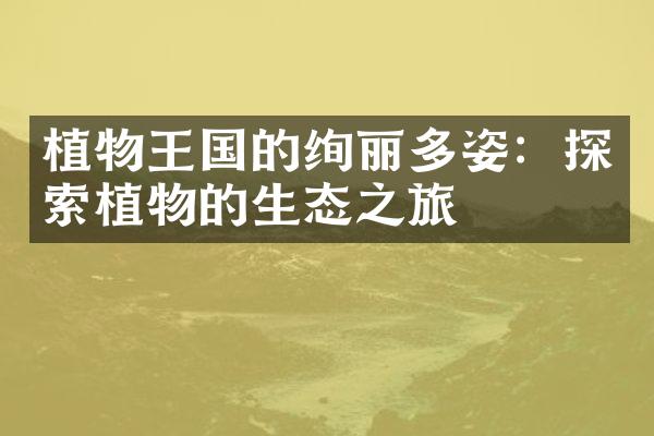 植物王国的绚丽多姿：探索植物的生态之旅