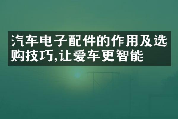 汽车电子配件的作用及选购技巧,让爱车更智能