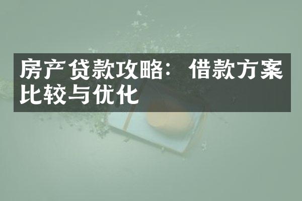 房产贷款攻略：借款方案比较与优化