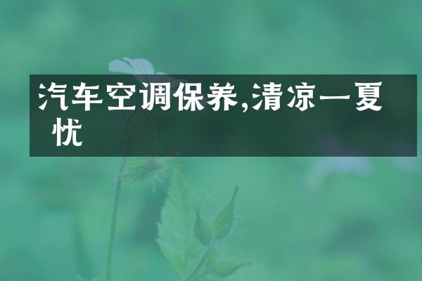 汽车空调保养,清凉一夏无忧