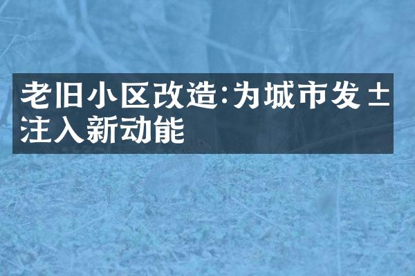 老旧小区改造:为城市发展注入新动能