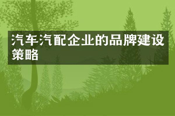 汽车汽配企业的品牌建设策略