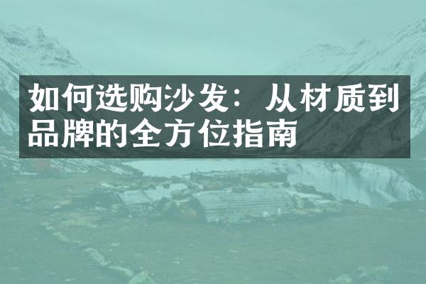 如何选购沙发：从材质到品牌的全方位指南