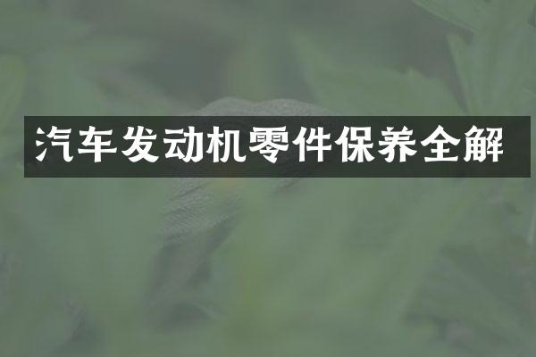 汽车发动机零件保养全解