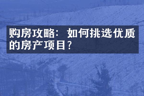 购房攻略：如何挑选优质的房产项目？