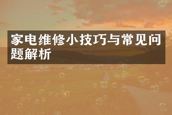 家电维修小技巧与常见问题解析