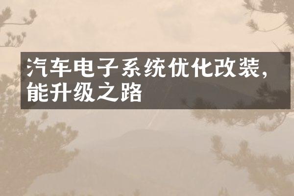 汽车电子系统优化改装,智能升级之路