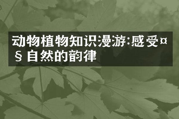 动物植物知识漫游:感受大自然的韵律