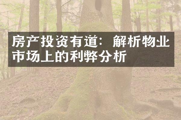 房产投资有道：解析物业市场上的利弊分析