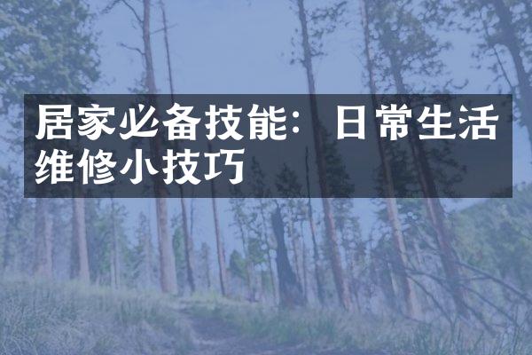 居家必备技能：日常生活维修小技巧