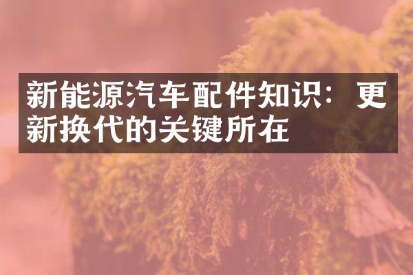 新能源汽车配件知识：更新换代的关键所在