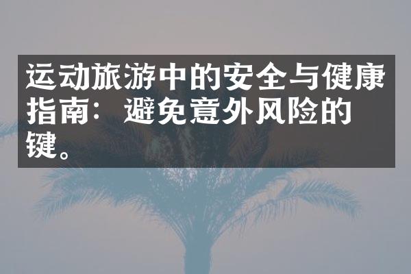 运动旅游中的安全与健康指南：避免意外风险的关键。