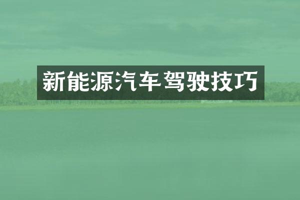 新能源汽车驾驶技巧