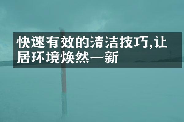 快速有效的清洁技巧,让家居环境焕然一新