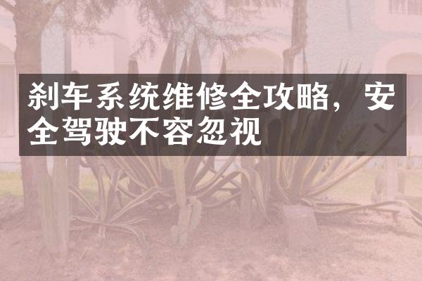 刹车系统维修全攻略，安全驾驶不容忽视