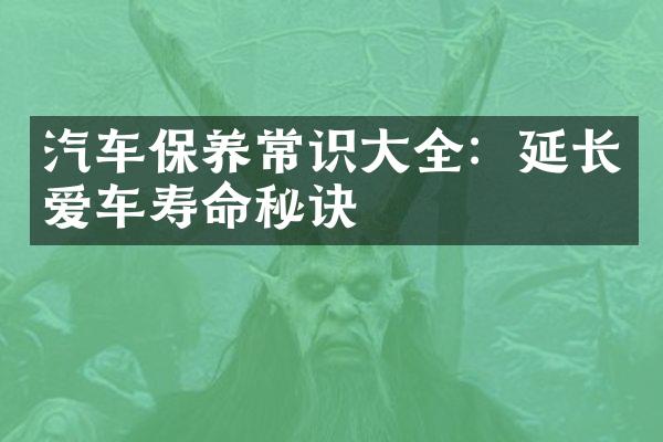 汽车保养常识大全：延长爱车寿命秘诀