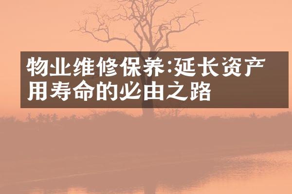 物业维修保养:延长资产使用寿命的必由之路
