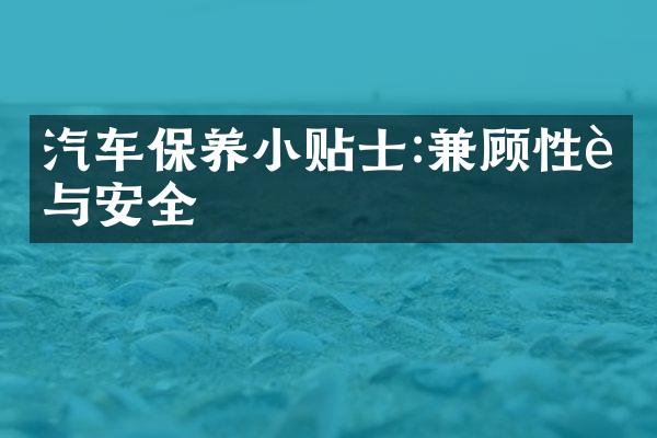 汽车保养小贴士:兼顾性能与安全