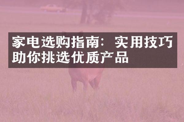 家电选购指南：实用技巧助你挑选优质产品