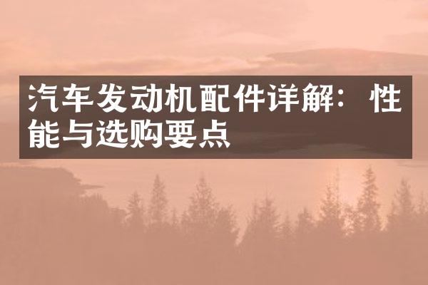 汽车发动机配件详解：性能与选购要点