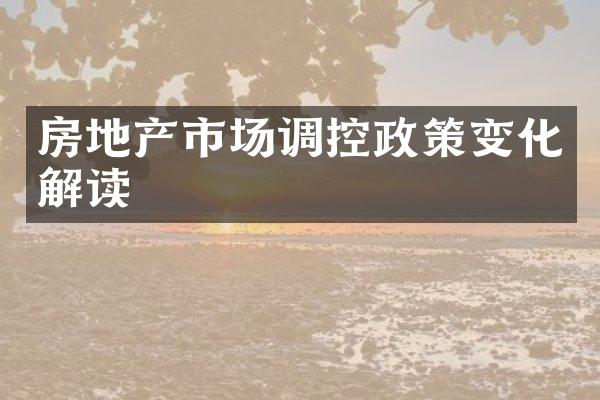房地产市场调控政策变化解读