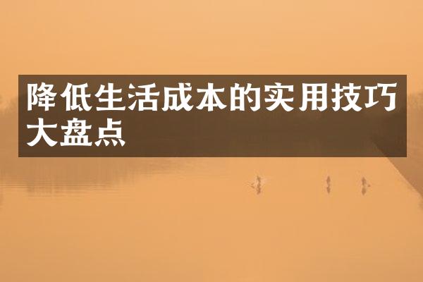 降低生活成本的实用技巧大盘点