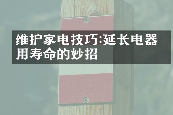 维护家电技巧:延长电器使用寿命的妙招