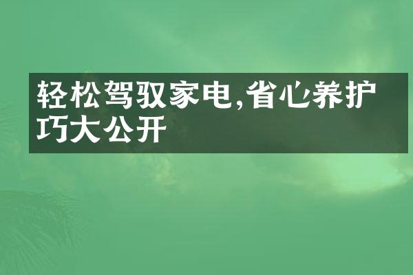 轻松驾驭家电,省心养护技巧大公开