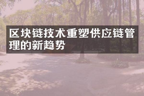 区块链技术重塑供应链管理的新趋势