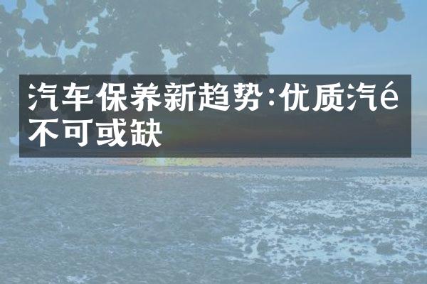 汽车保养新趋势:优质汽配不可或缺