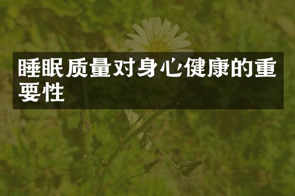 睡眠质量对身心健康的重要性