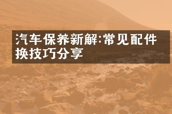 汽车保养新解:常见配件更换技巧分享