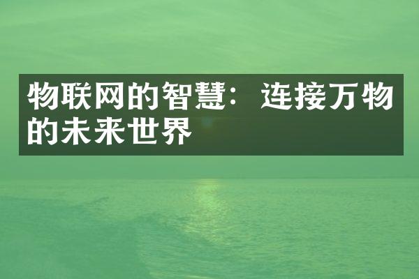 物联网的智慧：连接万物的未来世界