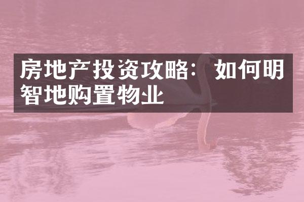 房地产投资攻略：如何明智地购置物业