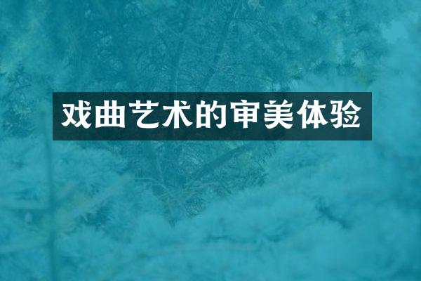 戏曲艺术的审美体验