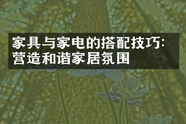 家具与家电的搭配技巧：营造和谐家居氛围