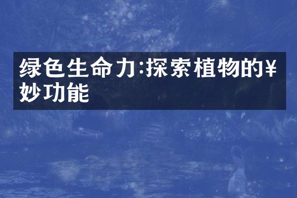绿色生命力:探索植物的奇妙功能