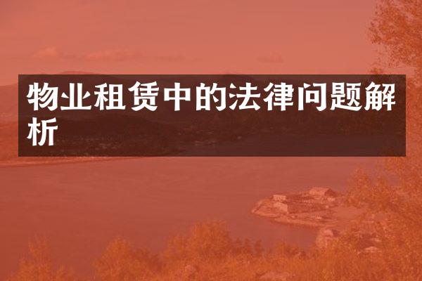 物业租赁中的法律问题解析