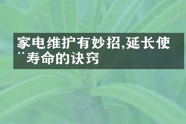 家电维护有妙招,延长使用寿命的诀窍